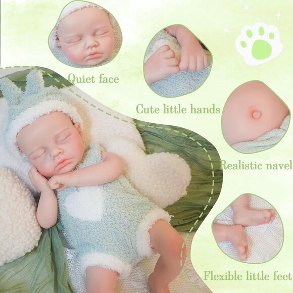 12.21 in Full Silicone Reborn Ivory Baby Boy Dolls Lifelike 6.8LB Weight Baby - Picture 3 of 7